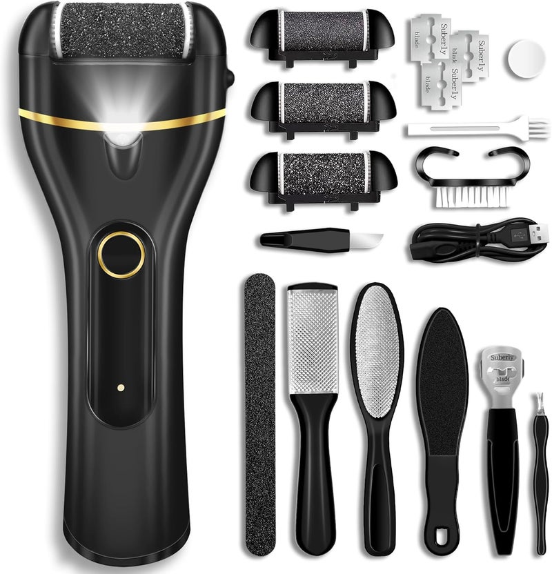 Jamestry Callus Remover for Feet, Electric Foot Callus Remover Waterproof with 3 Rollers 2 Speed Battery Display,17 in1 Rechargeable Foot File Pedicure Kits for Dead Hard Cracked Dry Skin - Image 1